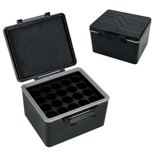 Schwarzes Batteriegehäuse 11,3 x 12,4 x 7,6 cm Robuste Box für 20 18650-Batterien Aufbewahrungs-Organizer aus Kunststoff zur sicheren Aufbewahrung