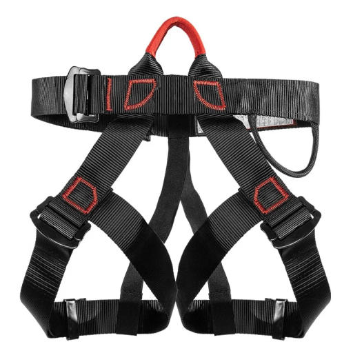 Schwarzes Klettergeschirr für Hüfte und Oberschenkel Sicherheitsgurt Verstellbarer Klettergurt für Felsen Outdoor-Kletterausrüstung