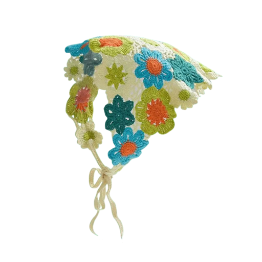 Sciarpa triangolare boho all'uncinetto design Fiori Sciarpa estiva primaverile per donne Leggera e carina copertura per la testa da viaggio