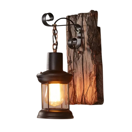 Ścienna lampa wisząca w stylu antycznym 6-10 W 330-150 mm Metal i imitacja drewna Czarna Retro oświetlenie do kawiarni baru i salonu
