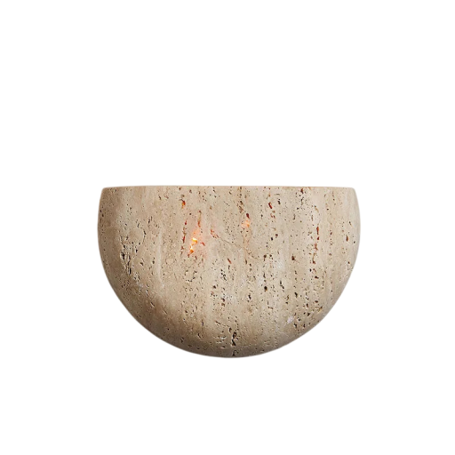 Ścienne kamienne światło 20 x 13 cm Naturalny kamień G9 Kremowo-biała dekoracja w stylu japońskim i skandynawskim do salonu i sypialni