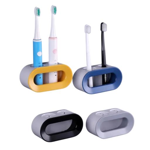 Ścienny uchwyt na 2 szczoteczki do zębów 12,5 x 5,5 cm Samoprzylepny organizer łazienkowy z otworami odpływowymi Owalny plastikowy uchwyt bez wiercenia