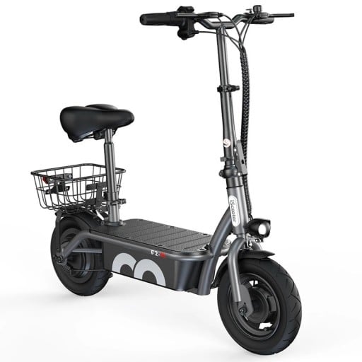 Scooter eléctrico F2 con asiento, motor de 500W, batería de 36V 7,8Ah, ruedas de 10 pulgadas, autonomía de 30 km, capacidad de carga de 120 kg, plegable, negra