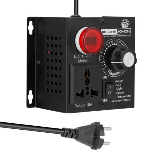 SCR spanningsregelaar AC220V met traploze vermogensregeling, LCD-display en draaiknop 11,5 x 10 x 8,3 cm Elektronische controller
