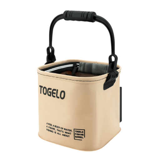 Seau de pêche pliable 13 l contenant portable 24 × 24 × 22 cm matériau EVA avec couvercle zippé et corde pour la pêche et les activités de plein air