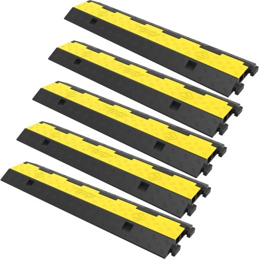 Sebességcsökkentő küszöbök 5 db autók számára 101 x 24,5 x 5 cm teherbírás 4500 kg gumi PVC fekete-sárga küszöb az úton és a garázsban