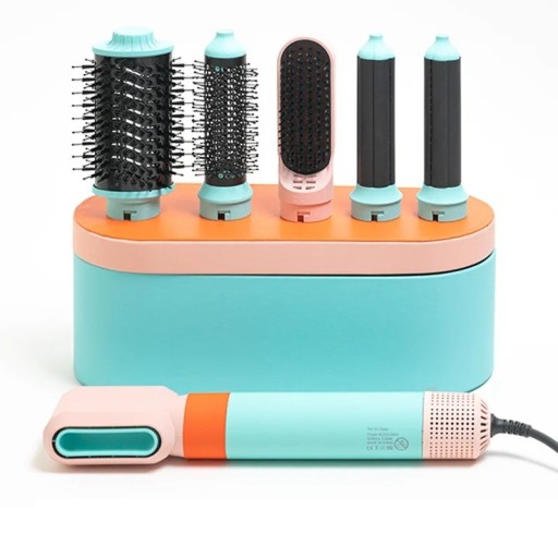Sèche-cheveux 6 en 1 et fer à friser avec brosses de coiffage 1000W Brosse soufflante multifonctionnelle Lissage, bouclage, volume 3 températures Rotation à 360°