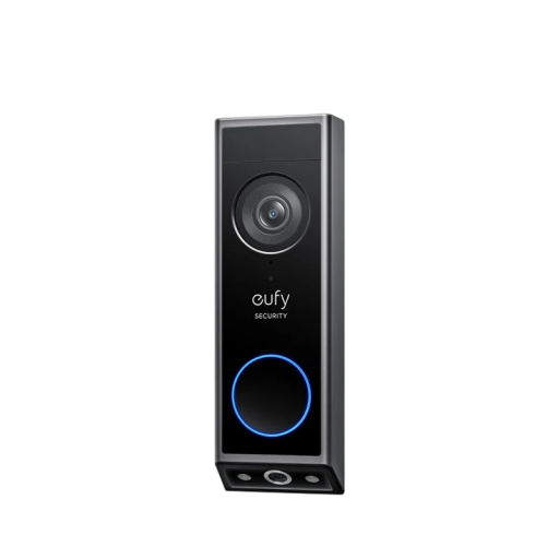 Security Video Doorbell 2K Full HD Colour Night Vision 8GB Local Storage AES Encryption Black Battery or Wired Power Supply