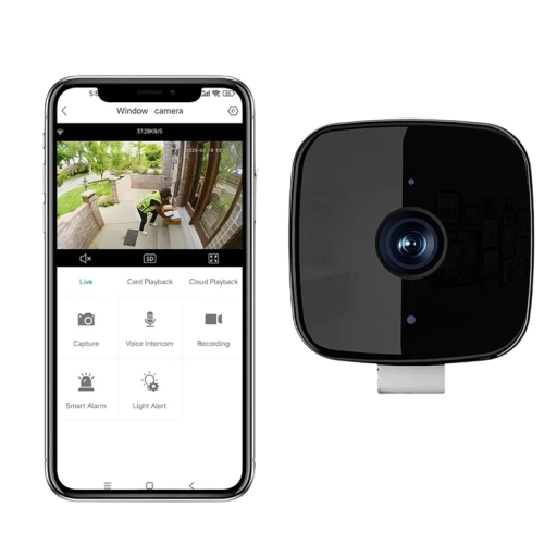 Security WiFi Camera 1080P 2MP 4× Zoom 3.6 mm Plastic Black for Home Monitoring with Wireless Connection 2.4 GHz