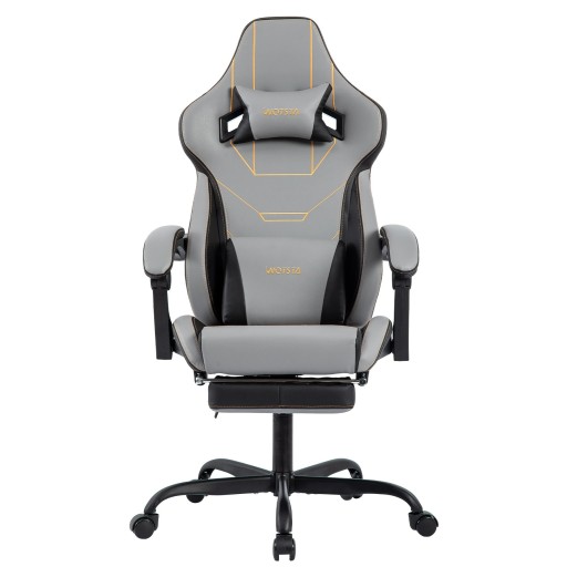 Sedia da gioco girevole ergonomica con schienale reclinabile da 90° a 155° poggiatesta e poggiapiedi in pelle sintetica per ufficio e studio per sedersi al PC