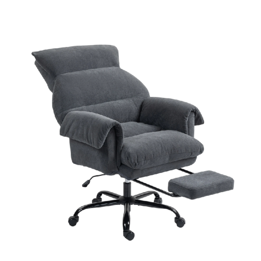 Sedia da ufficio con poggiapiedi e schienale regolabile Capacità di carico 120 kg Altezza seduta 52 a 60 cm Velluto Grigio scuro Per ufficio e casa