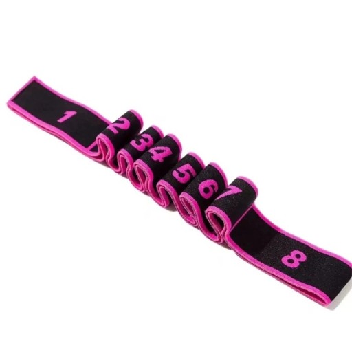 Segmentale yoga-stretchband van rubber 90 x 4 cm met weerstandsfitnessband met oogjes, open rug, schouders, krachttrainingsstretchband voor vrouwen, thuisworkout
