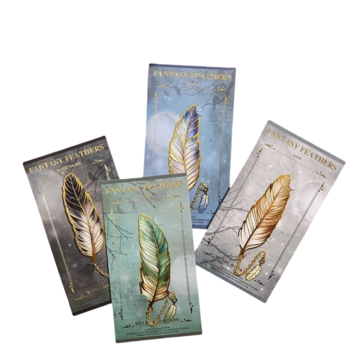Segnalibro in metallo a forma di piuma 80 x 28 mm con catena accessorio decorativo per lettori