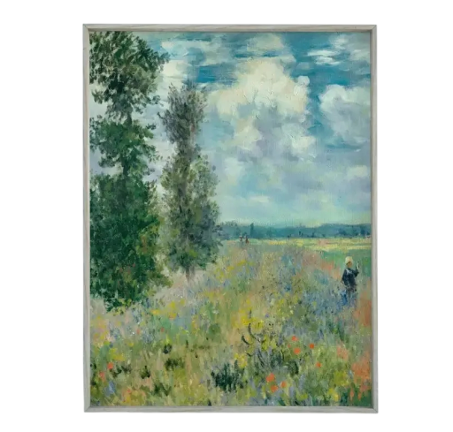 Seinätaulu 30 x 45 cm Kävely niityllä Claude Monet -tyyli Impressionismi Kangastuloste Ilman kehystä Taiteellinen maisema