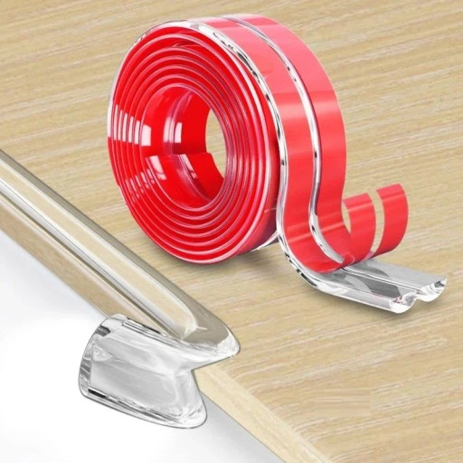 Selbstklebende Möbelkantenschutzleiste aus Weich-PVC, 3 Meter lang, zur Kindersicherung mit transparentem Design und Acrylband