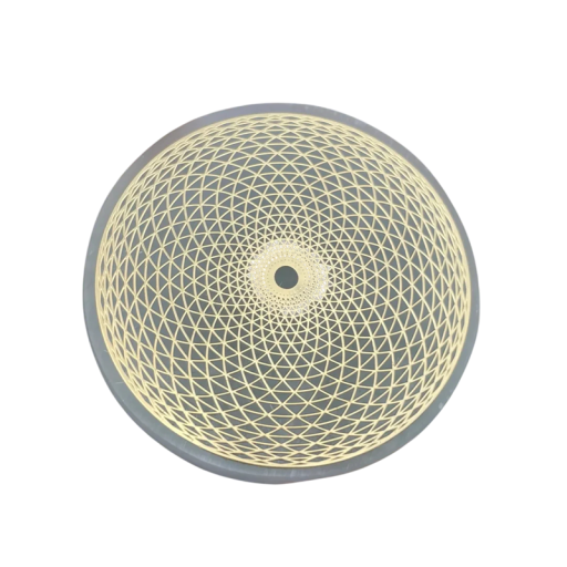 Selenitdisk med kärleksmotiv naturlig sten med geometriskt mönster vit-guld dekorativ underlägg för inredning