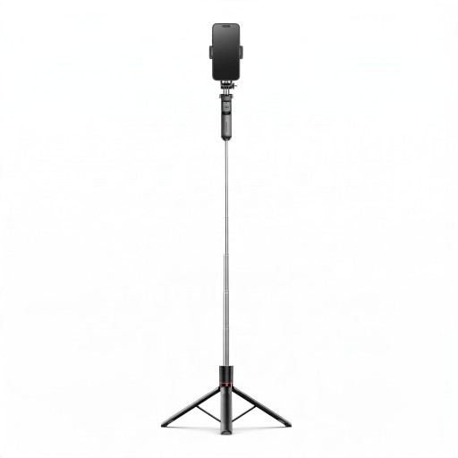 Selfie-stang med stativ 1,7 m med Bluetooth fjernbetjening Rotérbar telefonholder 360° Gænger 1/4 Rustfrit stål Sort til fotografering og videoer