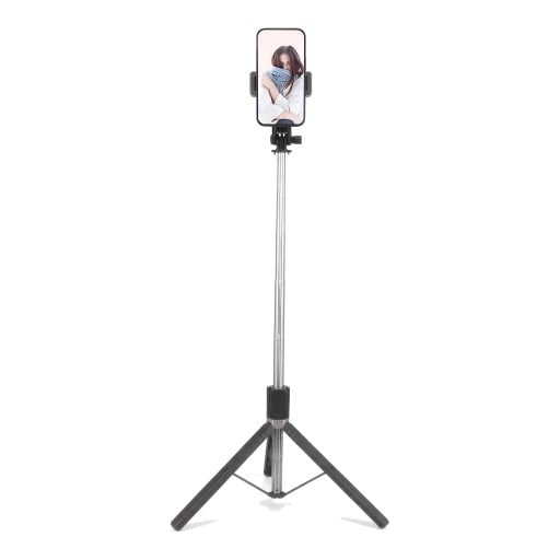 Selfie stick cu trepied de 170 cm cu suport magnetic pentru telefon Telecomandă Bluetooth detașabilă Placă metalică Neagră Pentru vloguri