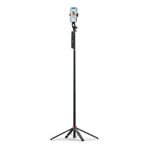 Selfie tijă cu trepied Ulanzi MA09 1,74 m cu telecomandă Bluetooth 10 m Trepied cu patru picioare Cap cu bilă 360° Suport pentru telefon Negru