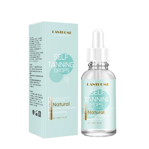 Selvbrunende dråber til krop og ansigt vegan 30 ml i glasflaske med pipette for en naturlig solbrun hudtone