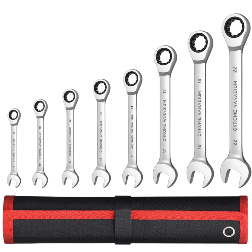 Série de clés mixtes 8 pcs Clés à cliquet en acier 8 - 22 mm Accessoires de bricolage