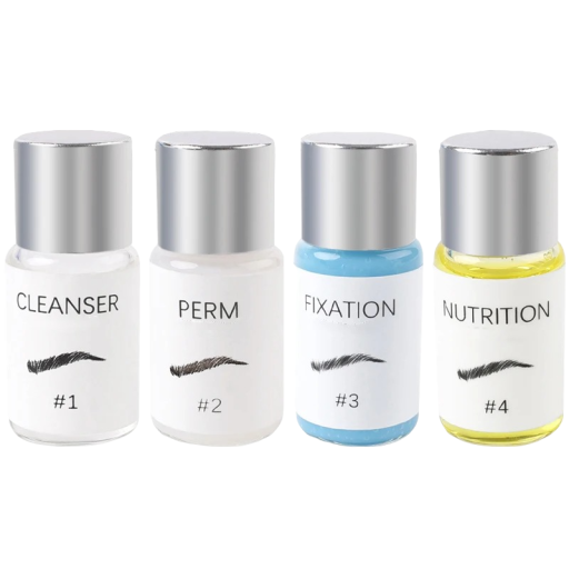 Série professionnelle de laminage des sourcils Nettoyant pour sourcils Perma pour sourcils Gel fixant pour sourcils Huile nourrissante 4 pcs 5 ml Produits pour sourcils