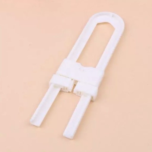 Serrure de sécurité pour armoire avec deux poignées 5 pcs Verrou coulissant de porte en forme de U Sans perçage ni collage Plastique blanc Dimensions