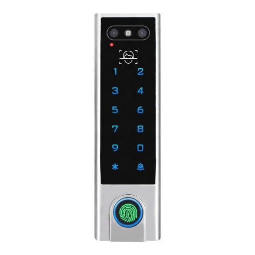 Serrure Wifi à code avec lecteur d'empreintes digitales et reconnaissance faciale VF3 Application Tuya Clavier rétroéclairé Argent Pour portes