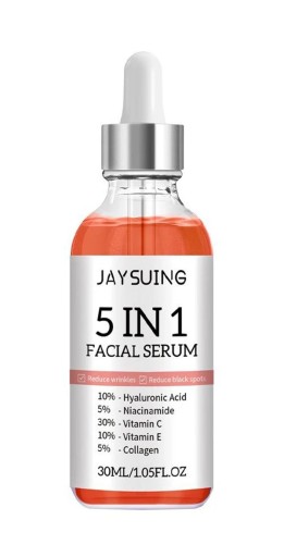 Sérum facial 5 en 1 30 ml con 30% de vitamina C 5% niacinamida 10% de ácido hialurónico Vitamina E 10% Colágeno 5% Cuidado hidratante
