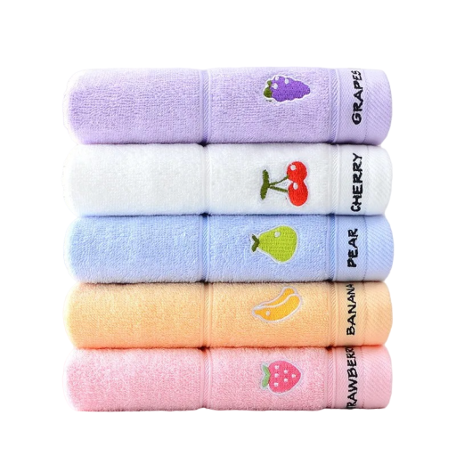 Serviette en coton pour enfants avec imprimé de fruits Serviette en coton douce pour enfants 50 x 25 cm