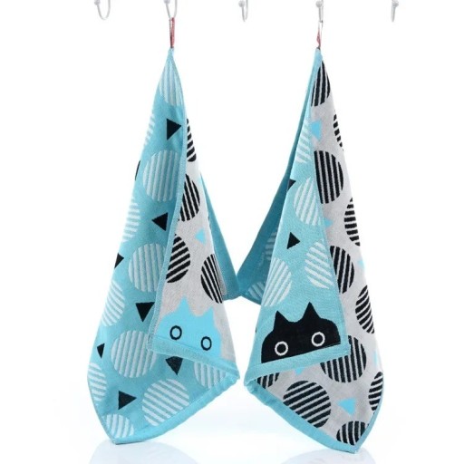 Serviette pour enfants avec impression Serviette en coton pour enfants Serviette réversible pour enfants avec boucle 35 x 40 cm