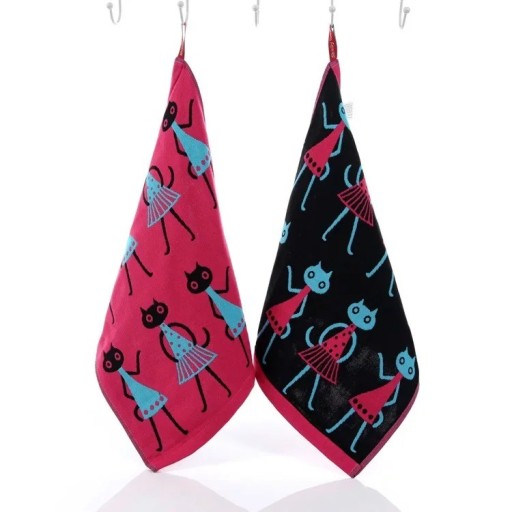 Serviette pour enfants avec motif de chat Serviette en coton pour enfants Serviette réversible pour enfants avec accroche 35 x 40 cm
