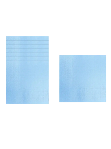 Serviettes en papier de fête unies 16,5 × 16,5 cm Serviettes jetables bleu clair 24 pcs pour anniversaires et repas
