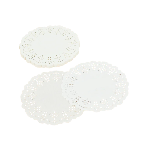 Serviettes en papier en dentelle ensemble de 100 pièces sous-assiettes rondes diamètre 90 mm sous-assiettes décoratives blanches en papier pour gâteaux desserts et décorations de table