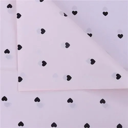 Set 10 bucăți hârtie de ambalat transparentă roz deschis cu inimioare colorate 50x70 cm arcuri hârtie decorativă pentru ambalarea cadourilor flori