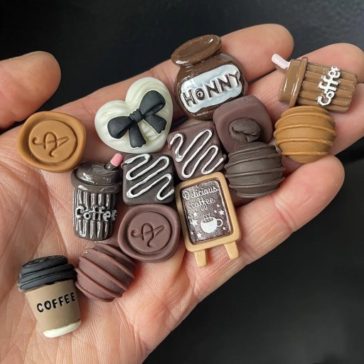 Set 10 bucăți magneți cu motive de cafea și ciocolată cca 2 cm magneți decorativi pentru frigider suprafețe metalice pentru prinderea notițelor