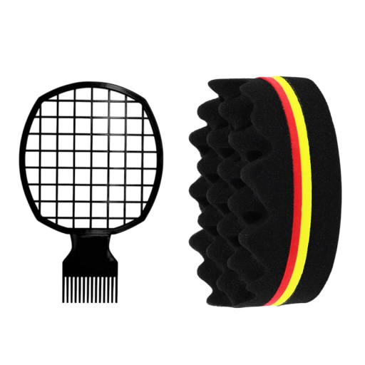 Set 2 bucăți burete pentru păr și perie cu plasă pentru părul creț și afro Pieptene de styling pentru bărbați și femei Instrument profesional pentru frizeri