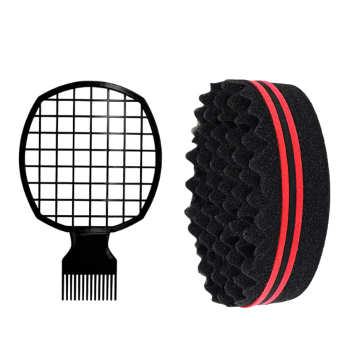 Set 2 bucăți burete pentru păr și perie de plasă Afro pieptene pentru păr creț Instrument de styling pentru bărbați și femei Unelte profesionale pentru coafură