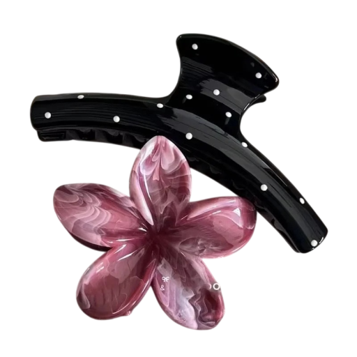 Set 2 bucăți de cleme decorative pentru păr Clema arcuită cu buline și clema florală Fixare fermă accesoriu de păr stilat