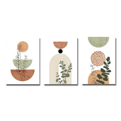 Set 3 postere pentru perete geometrie boho abstractă 30 x 40 cm print pe pânză design minimalist colorat fără ramă decorare interioară