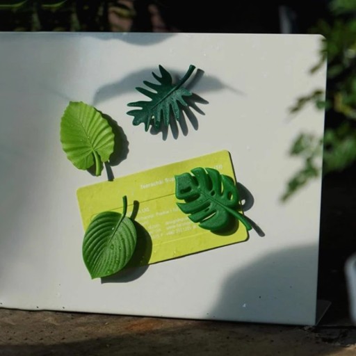 Set 3D-magneten tropische bladeren 4 stuks 3 cm groene decoraties voor de koelkast, prikbord en metalen oppervlakken