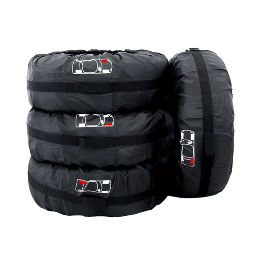 Set 4 bucăți capac pentru roata de rezervă 80 cm Capac protector impermeabil din taft de poliester Ambalaj universal pentru roata mașinii