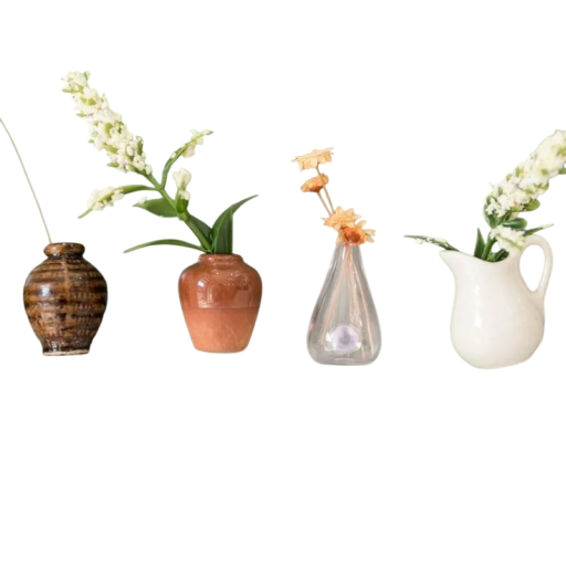 Set 4 Stück Magnetvase 3D 2–3 cm dekorative Mini-Vase magnetisch für eigene Blumen am Kühlschrank und metallischen Oberflächen
