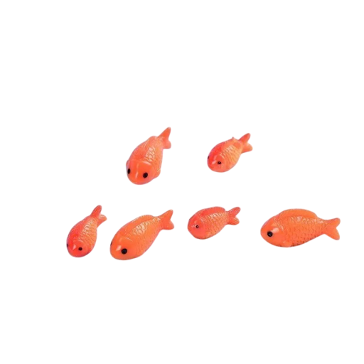 Set 6 Stück Mini Fische orange Fisch 2,3–3,1 cm Dekorative Figuren Fische für Mini Garten Diorama Teich Dekoration