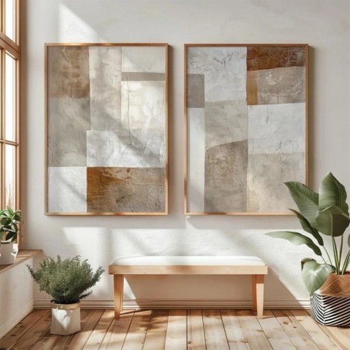 Set abstrakter japanischer Retro-Poster geometrisches Motiv 30x40 cm Leinwand ohne Rahmen beige braun Wanddekoration Innenraum