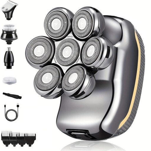 Set aparat de ras electric pentru barbati Aparat de ras fara fir cu accesorii Aparat de tuns barba rezistent la apa cu afisaj LED