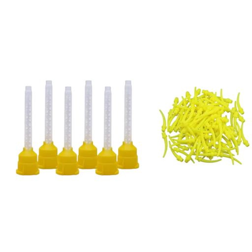 Set aus Einweg-Zahn-Mischspitzen 1:1 Silikon-Gummi für Abdrücke Zahnärztliche intraorale Mischspitzen 100 Stück Spitzen und 50 Stück Spitzen