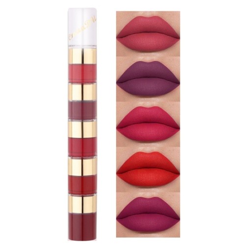 Set aus matten wasserfesten Lippenstiften in 5 Farben Kosmetikset Matte Lippenstifte 5-tlg