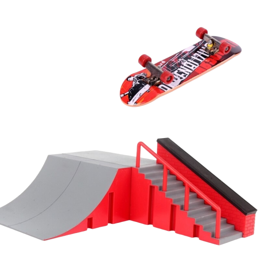 Set aus Rampe und Mini-Skateboard