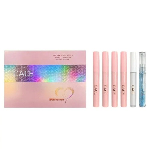 Set cadou luciu de buze și balsam 4 culori de luciu, luciu transparent, balsam hidratant și colier Set cosmetic cu efect de volum